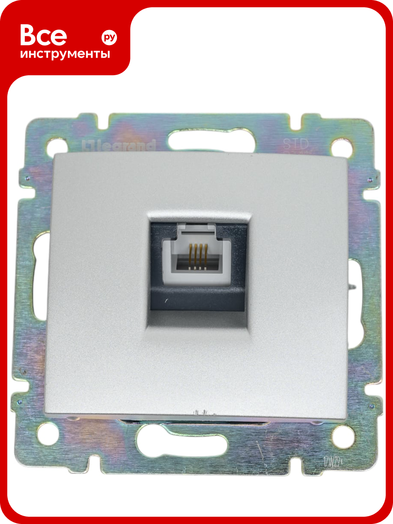 Розетка Legrand телефонная RJ11 Legrand Valena алюминий 694347
