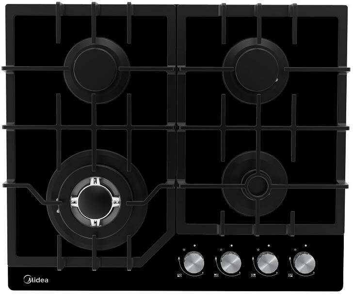 Встраиваемая газовая панель Midea MG643TGB, закалённое стекло, 4 конфорки