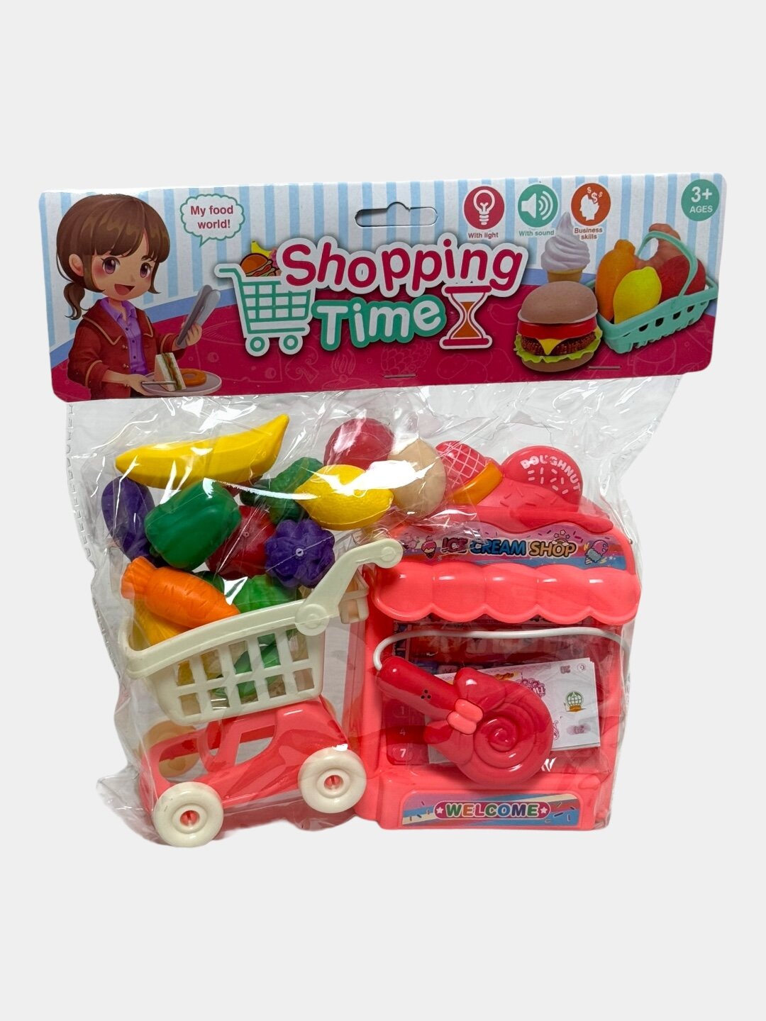 Кассовый аппарат детский мультяшный интерактивный со звуком и светом. Код. 26793