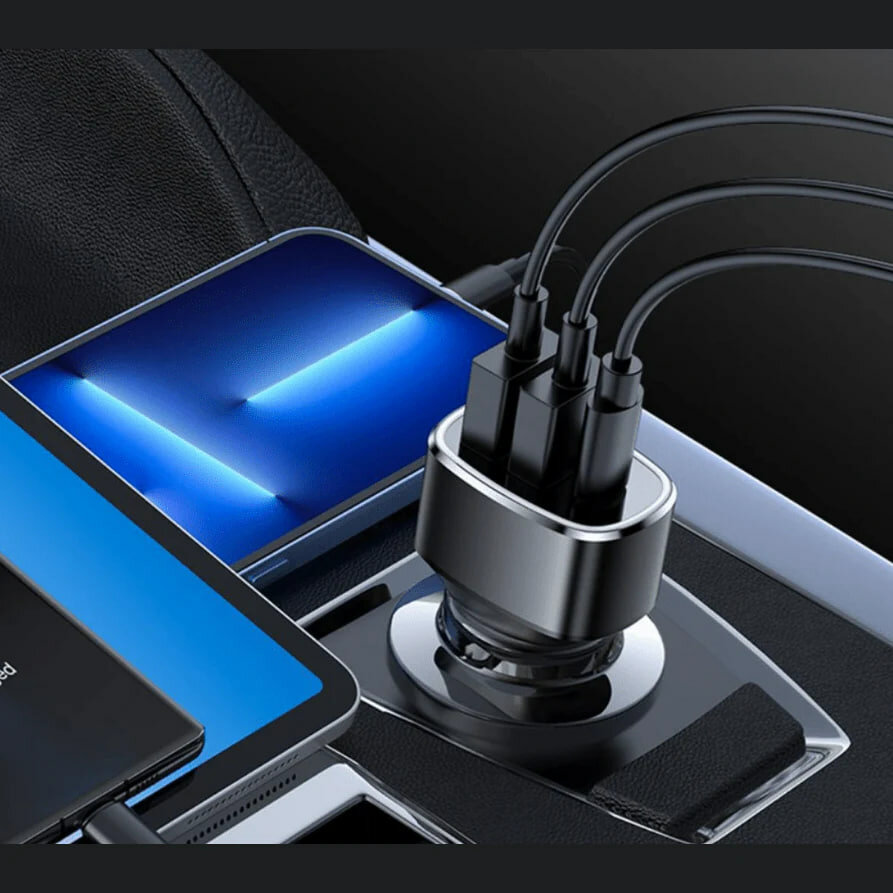 Многофункциональное автомобильное зарядное устройство Y47 с 3 портами USB и Type-C PD, общей мощностью 49 Вт