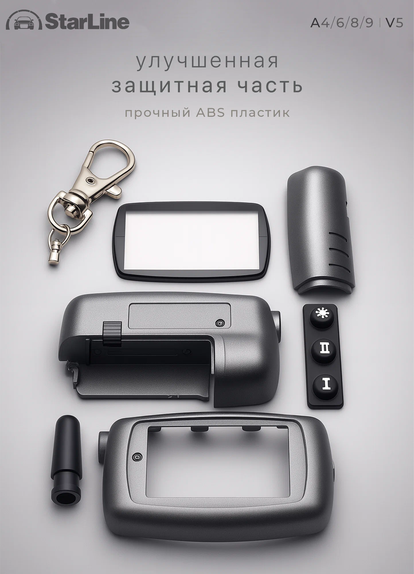 Корпус брелока для сигнализации S-Line A4 A6 A8 A9 V5 — прочный пластиковый чехол для замены и ремонта пульта авто — фото 1