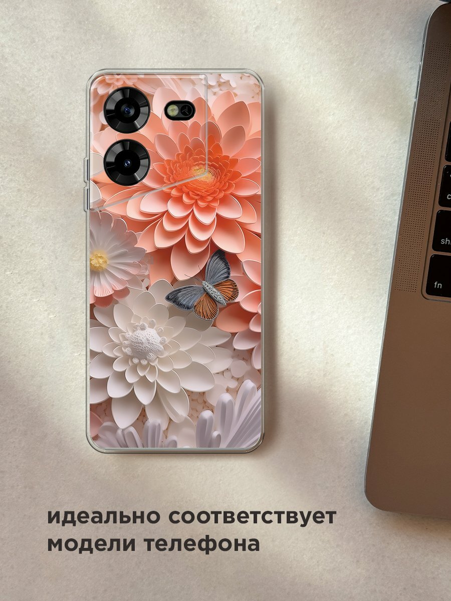 Чехол на Tecno Pova 5 / Техно Пова 5 с принтом "Бумажные цветы" — фото 1