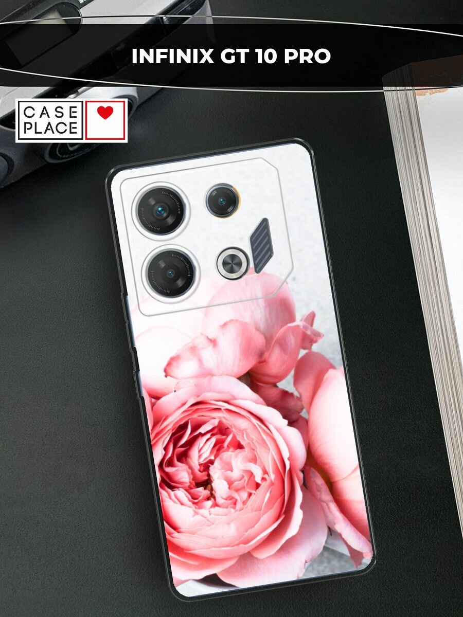 Чехол на Infinix GT 10 Pro / Инфиникс GT 10 Про с принтом "Пионы на белом"