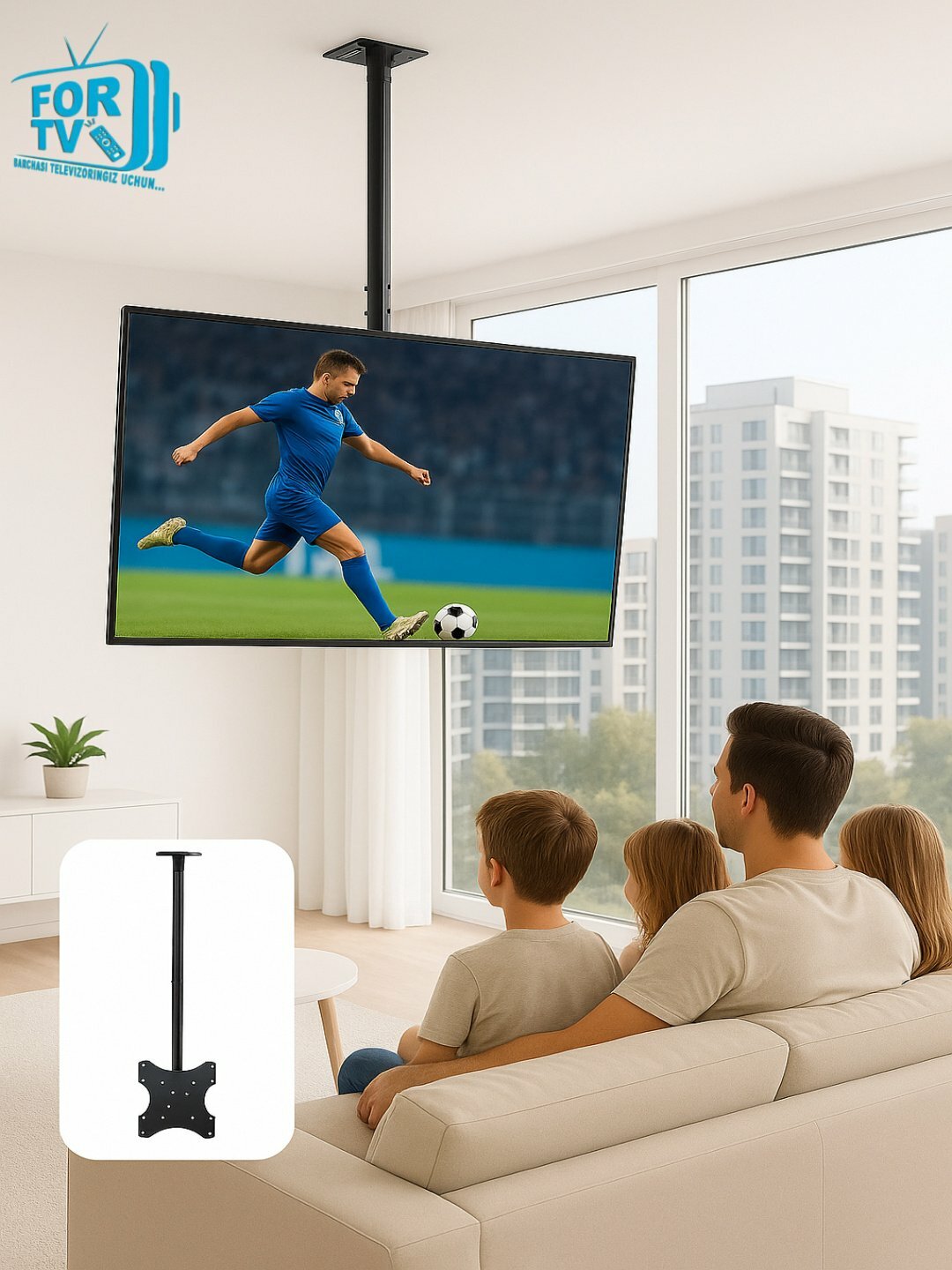 Потолочный кронштейн для монитора и телевизора от 14 до 45 дюймов