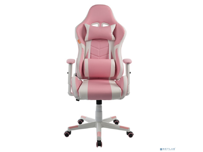Кресло игровое FL-CH-G-030 крестовина из металла спинка/сиденье экокожа газлифт 100мм колеса пластик с розовой окантовкой подушка для ш (1113085)
