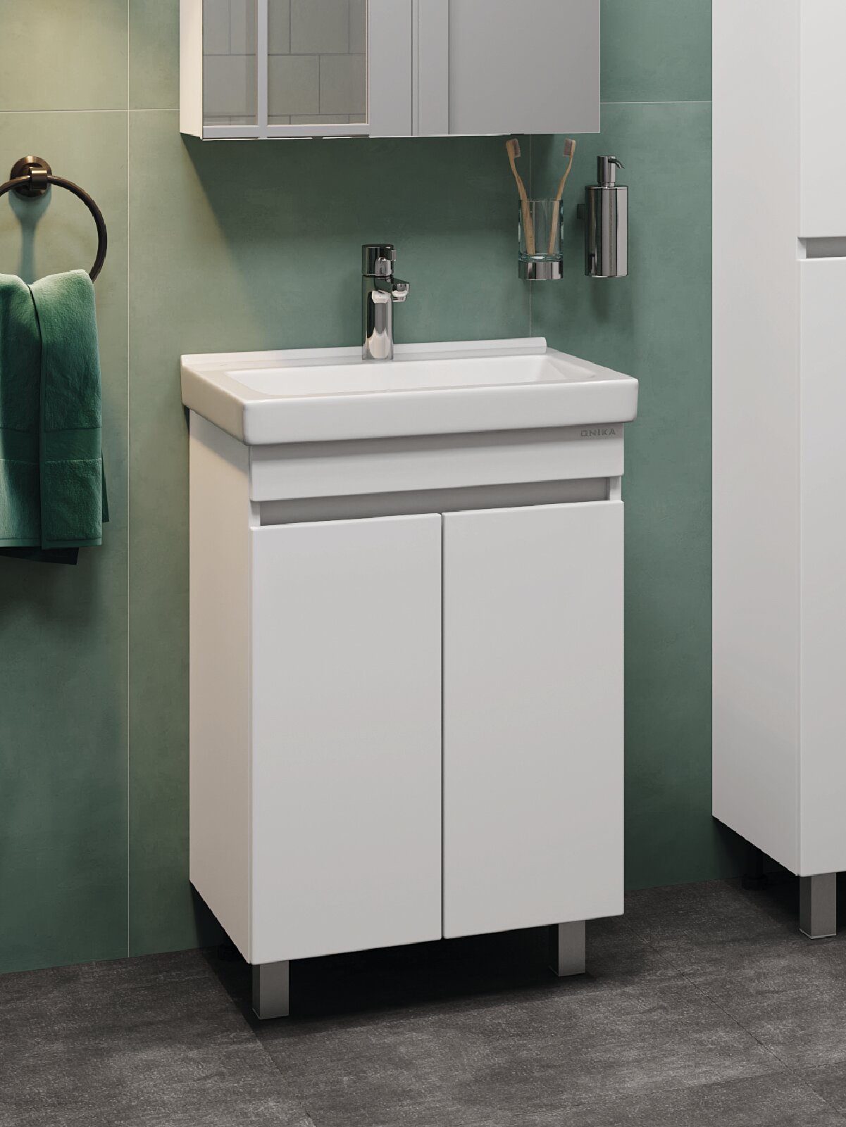 Тумба Onika Милтон Квадро 55 напольная, белая, разборная (ум. Визит 55)