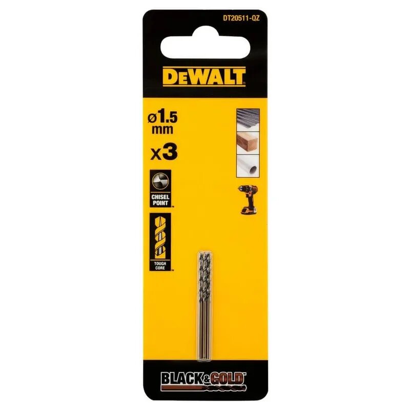 Набор сверл по металлу DeWALT Black&Gold 1.5х40х18мм 3шт. DT20511-QZ