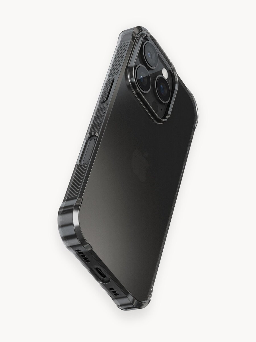 Противоударный чехол на iPhone 16 Pro Max / Айфон 16 Про Макс бампер черный прозрачный