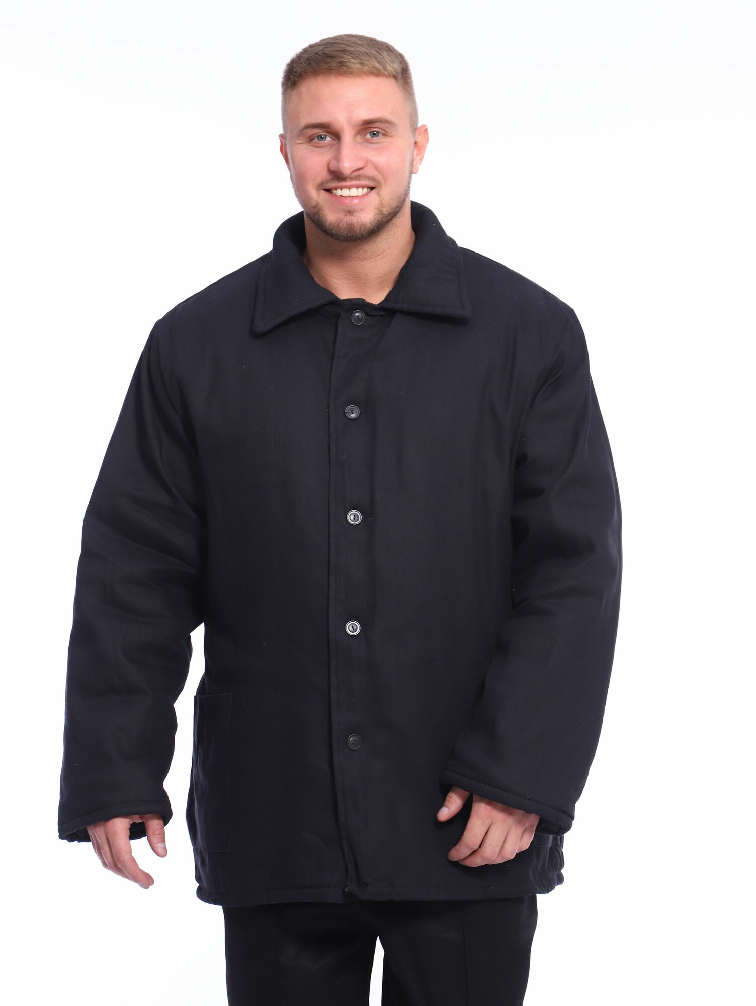 Рабочая куртка мужская зимняя хлопок 100% утепленная темно-синяя 62 размер