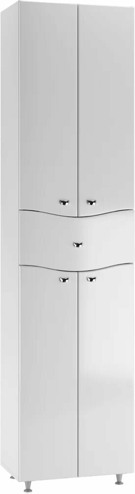 Шкаф-пенал для ванной Айсберг Волна 50 напольный 50 см белый