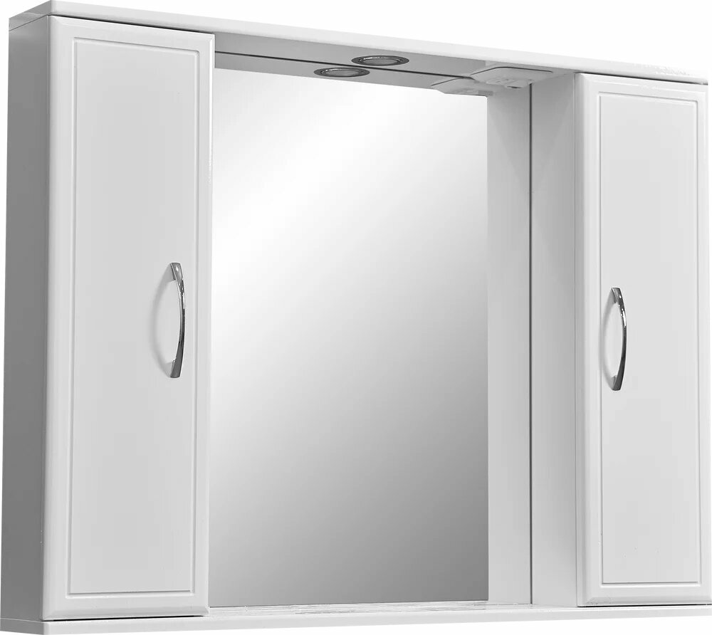 Зеркало Stella Polar Концепт 90 со светодиодной подсветкой с полкой со шкафчиком 90 см с розеткой белое