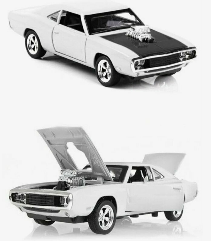 Машинка игрушка 1970 Dodge Charger R/T металлическая 1:32 с звуковыми и световыми эффектами