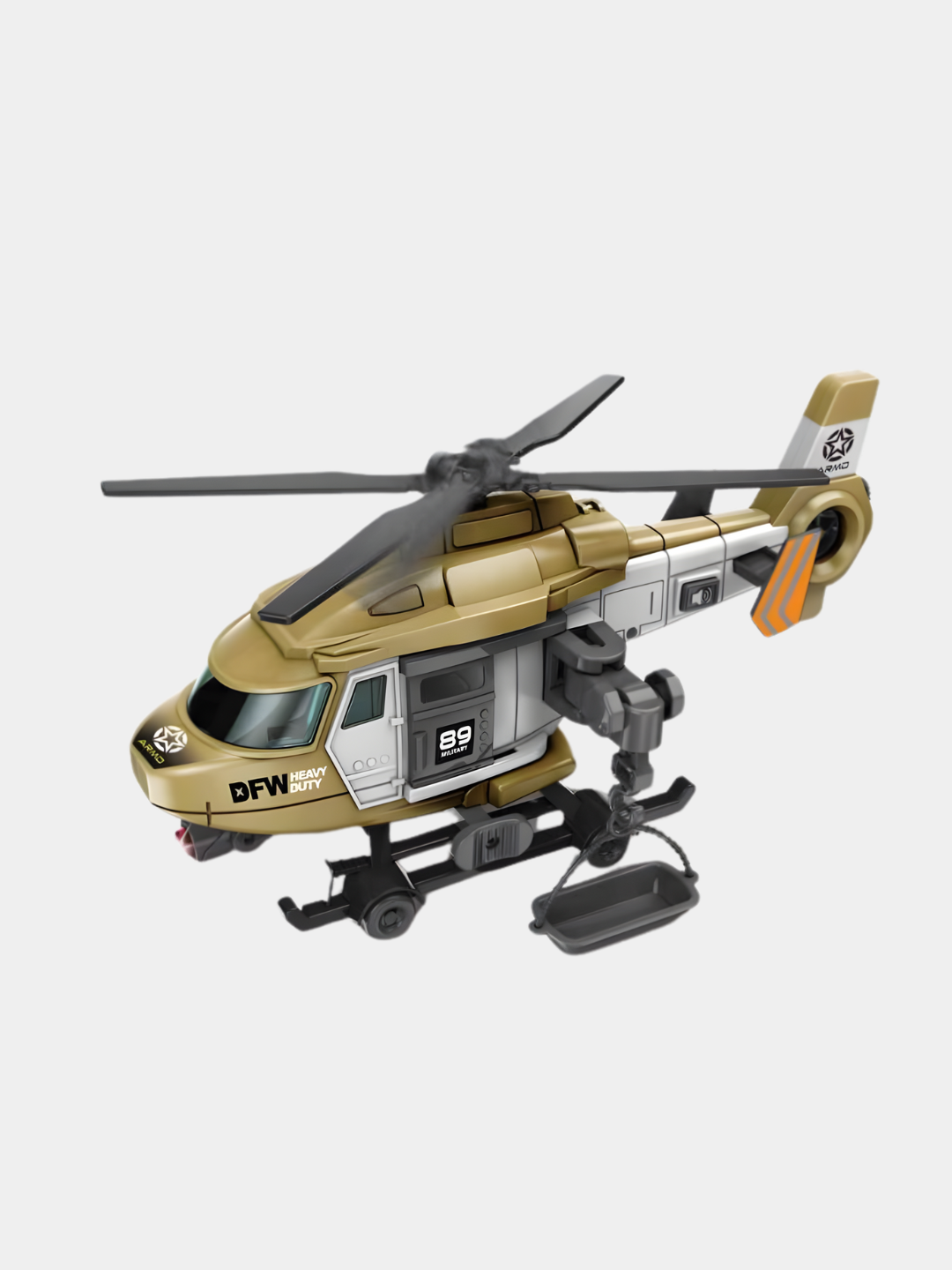Детский военный вертолет, вращающиеся лопасти, служебный транспорт — фото 1