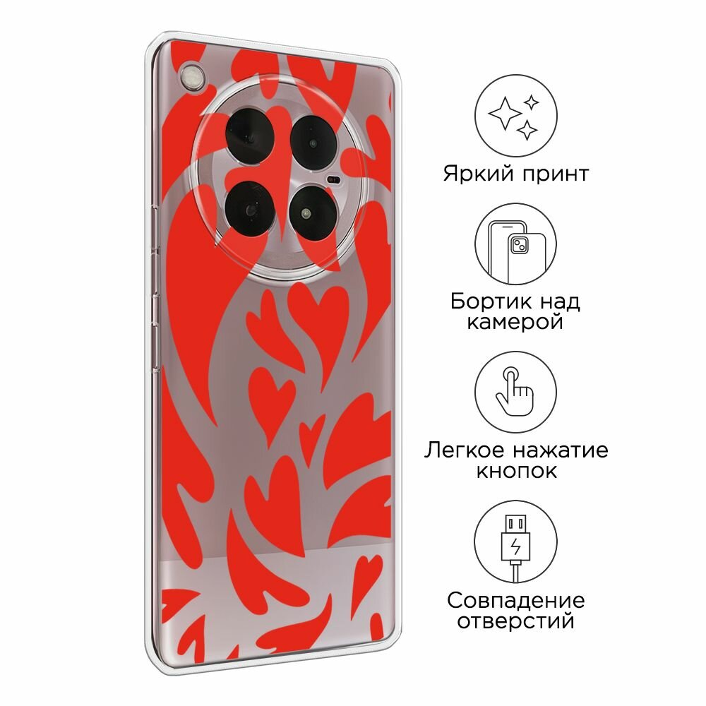 Чехол на Infinix Zero 40 4G / Инфиникс Зеро 40 4G с принтом "Crazy hearts 2 - 14 февраля", прозрачный — фото 1