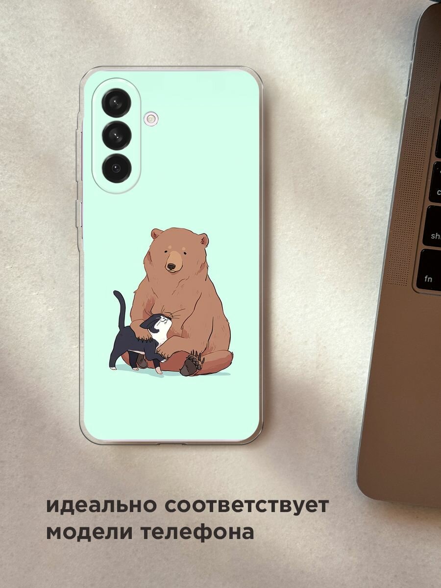 Чехол на Samsung Galaxy A56 5G / Самсунг Галакси А56 5G с принтом "Медведь и кошка дружба" — фото 1