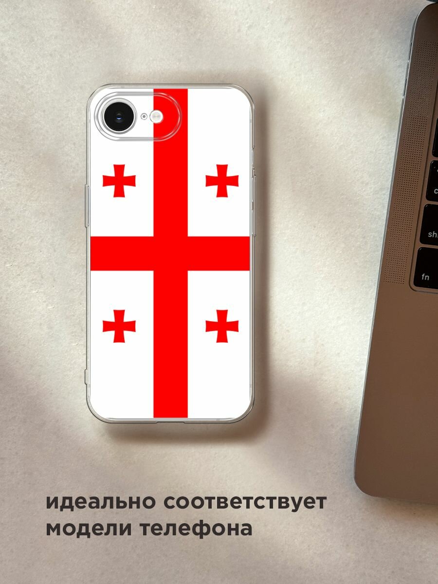 Чехол на Apple iPhone 16e / Айфон 16е с принтом "Флаг Грузии" — фото 1