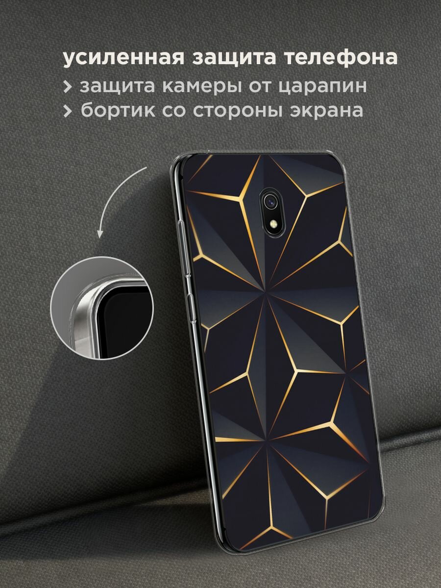 Чехол на Xiaomi Redmi 8A / Сяоми Редми 8А с принтом "Черные полигоны" — фото 1