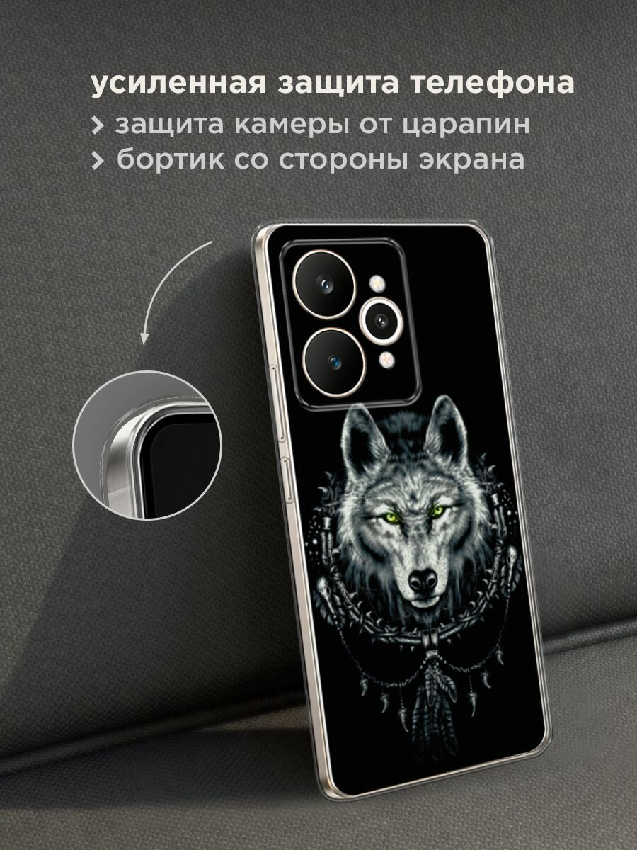 Силиконовый чехол на Realme 15 / Реалми 15 с принтом "Волк оберег" — фото 1