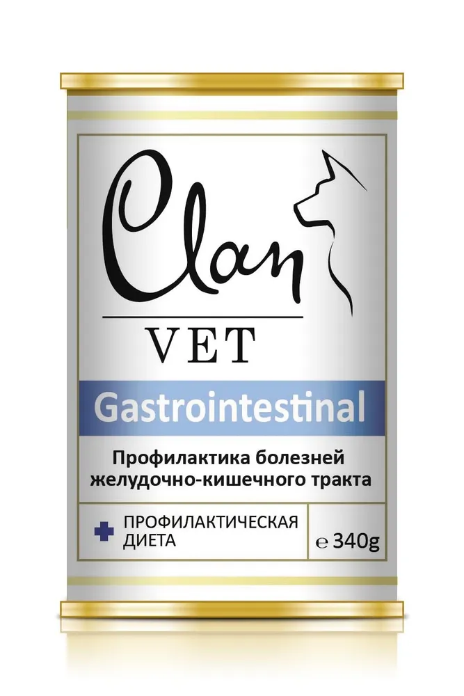 Влажный ветеринарный корм CLAN VET Gastrointestinal для собак профилактика бол. ЖКТ 340г