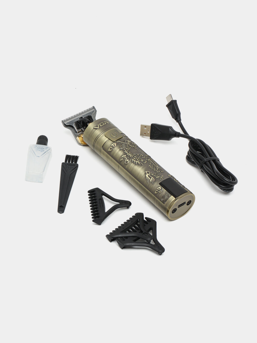 Триммер для волос VGR V-076, профессиональный, беспроводной, 3 насадки