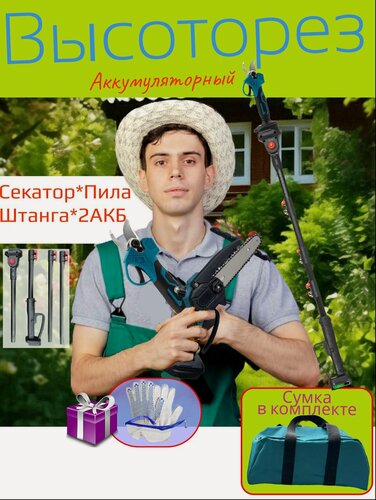 Изображение товара Высоторез сучкорез сумка пила секатор штанговый аккумуляторный 21В 2 АКБ в комплекте телескопический