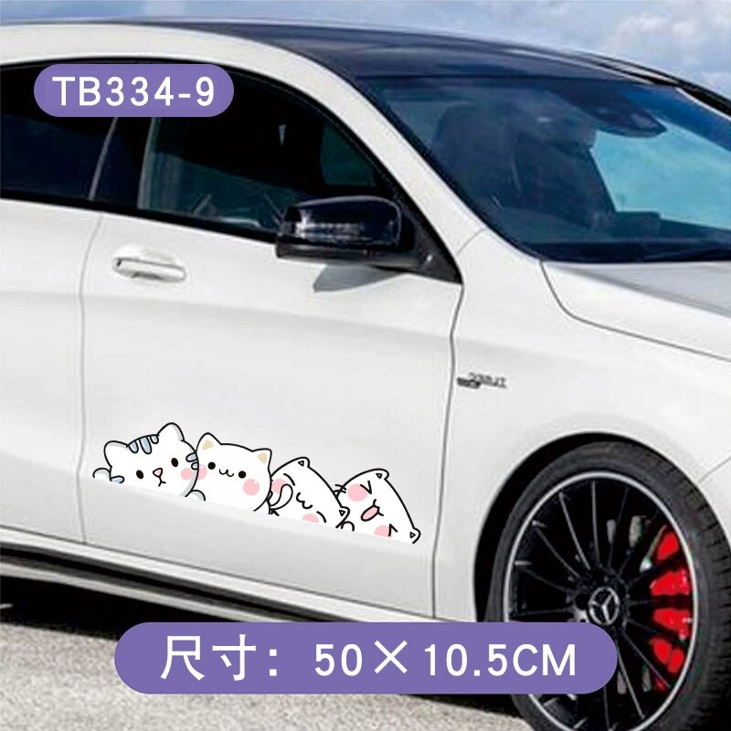 Наклейка-полоса для защиты от царапин на бампере автомобиля, 50x10.5 см, водостойкая, кошачий рисунок, одна штука
