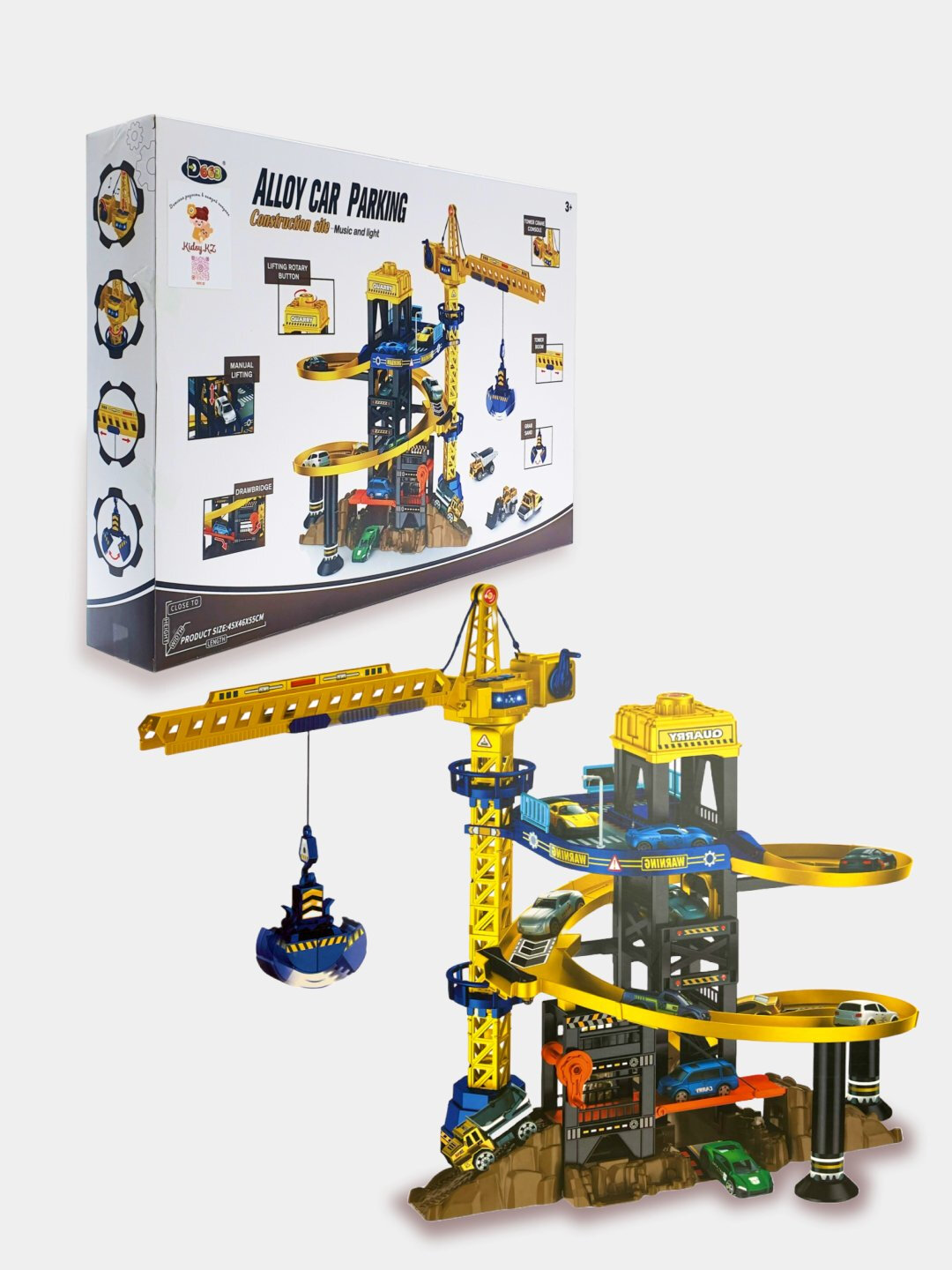 Трек Стройка с подъёмным краном и 14 машинками — фото 1