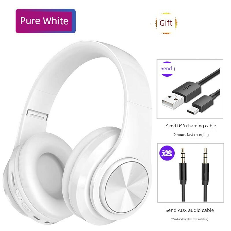 Беспроводные наушники Bluetooth B39 с усилением баса, высококачественным звуком для спорта и игр — Чисто-белый