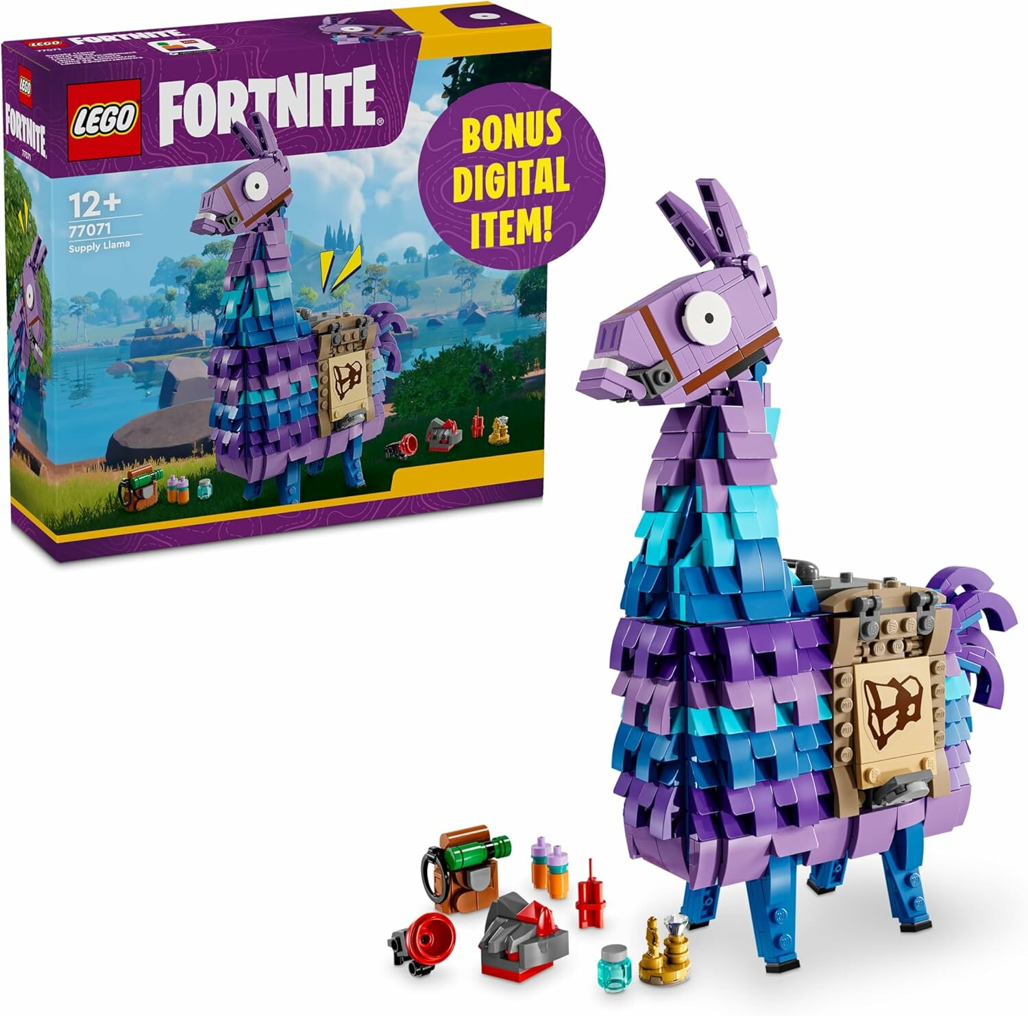 LEGO Fortnite Supply Llama 77071, 691 деталь, модель для дисплея, аксессуары, 12+