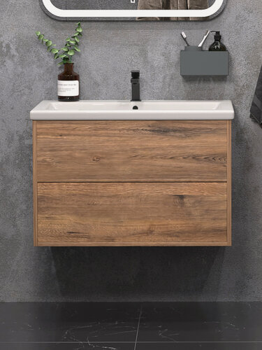 Изображение товара Тумба подвесная SanStar Siva 70 Без раковины для ванной комнаты, Дуб веллингтон табак