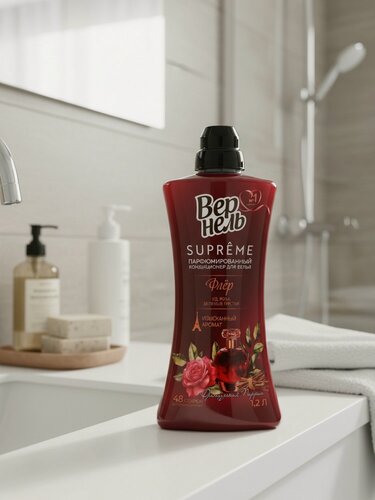 Изображение товара Парфюмированный кондиционер Вернель Супрэм Флёр, 1.2 л, ополаскиватель для белья и стирки с изысканным ароматом