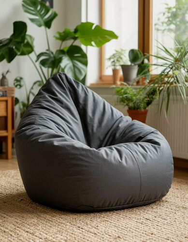 Изображение товара Мир Пуффов Мир Пуффов Кресло-мешок «Груша»Велюр темно-серый, с ручкой для переноски, размер- XXXL