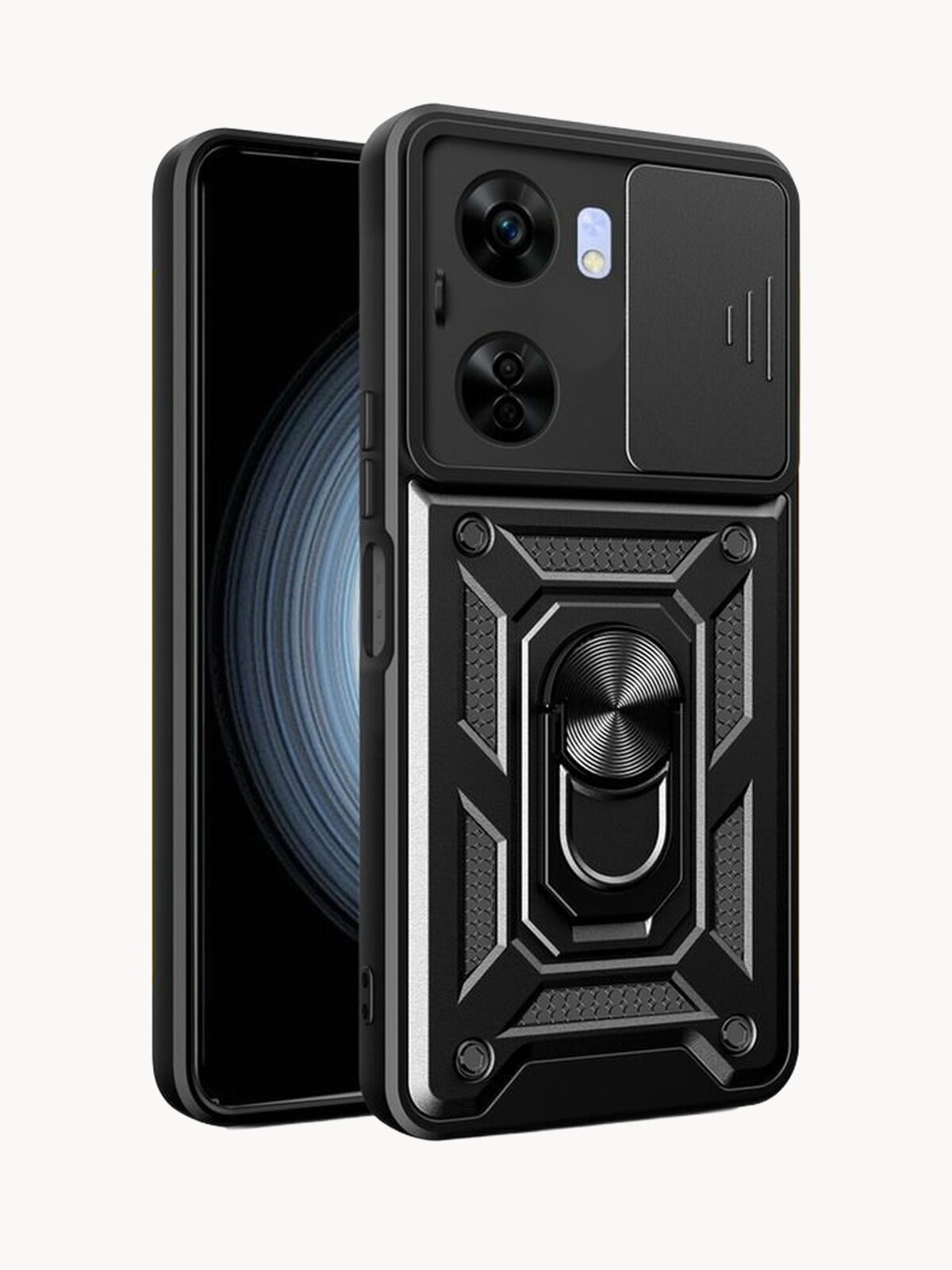 Противоударный чехол О'кейси, для Xiaomi Redmi 13C/Poco C65, черный, с окошком камеры