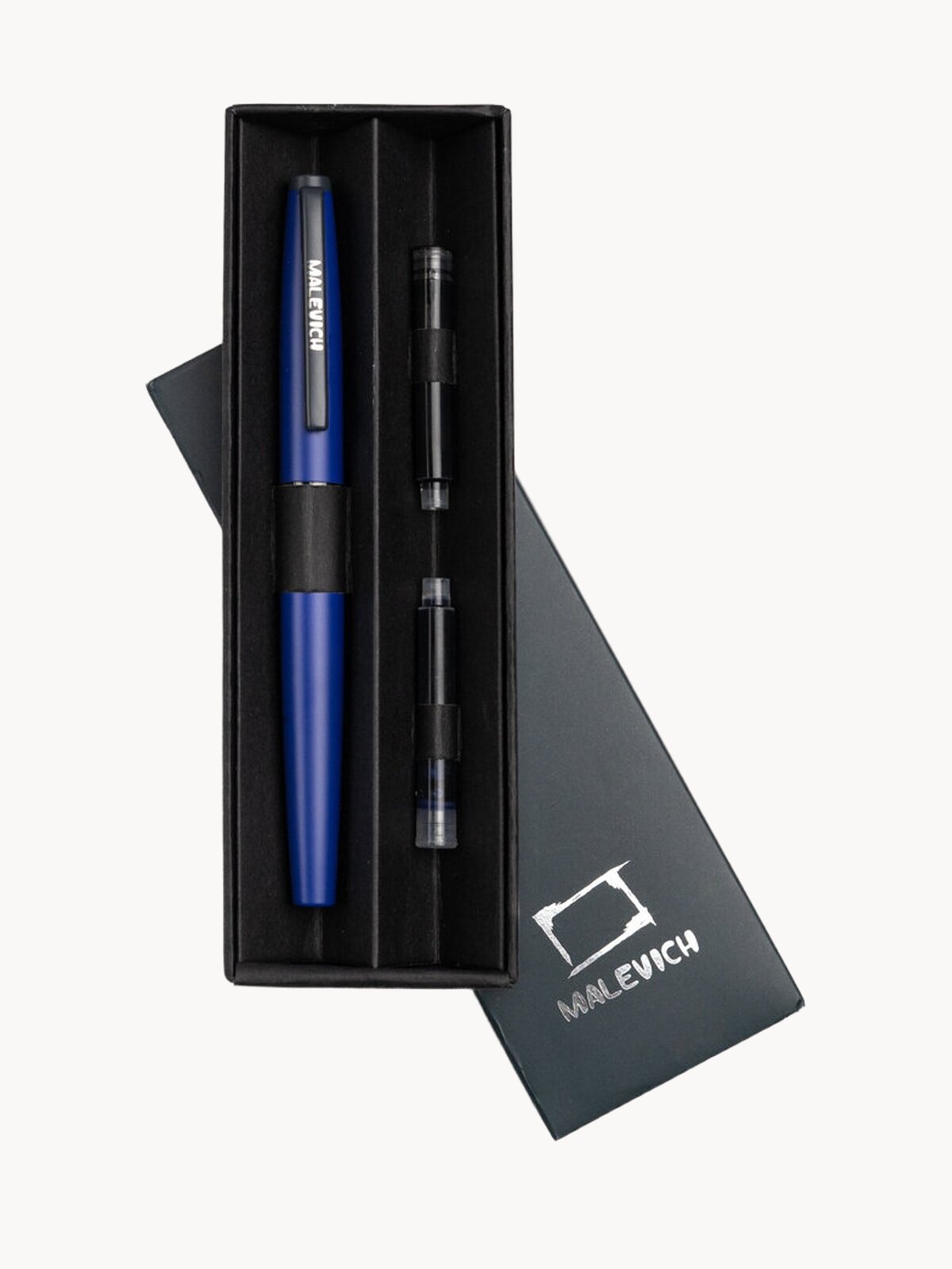 Ручка перьевая Малевичъ с конвертером, перо EF 0,4 мм, набор с 2 картриджами (индиго, черный), цвет корпуса: ультрамарин