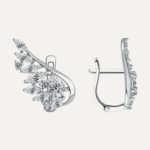 Изображение товара Серьги, серебро, 925 проба, родирование, фианит