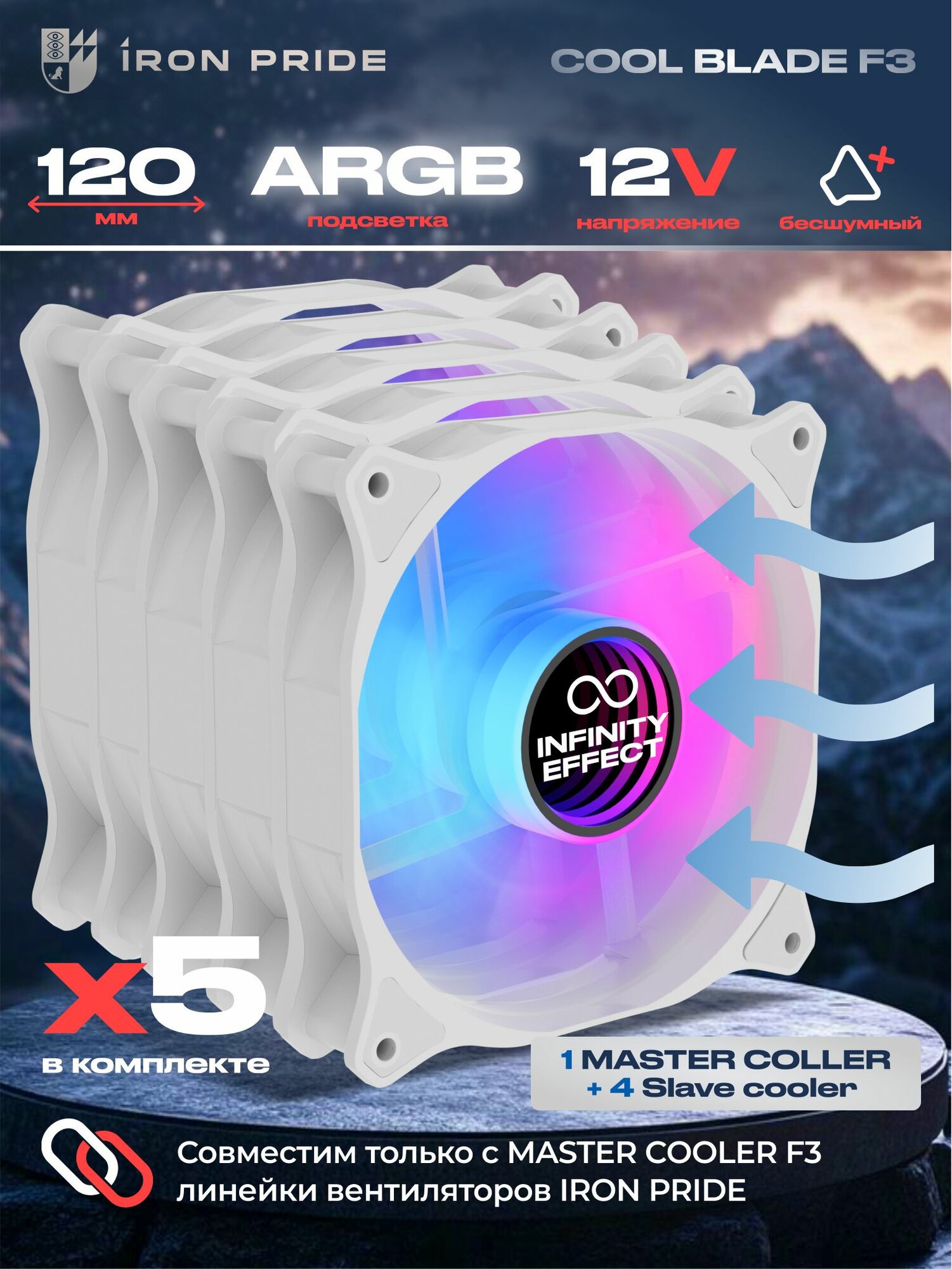 Комплект вентиляторов Iron Pride COOL BLADE F3120мм ARGB (5шт)