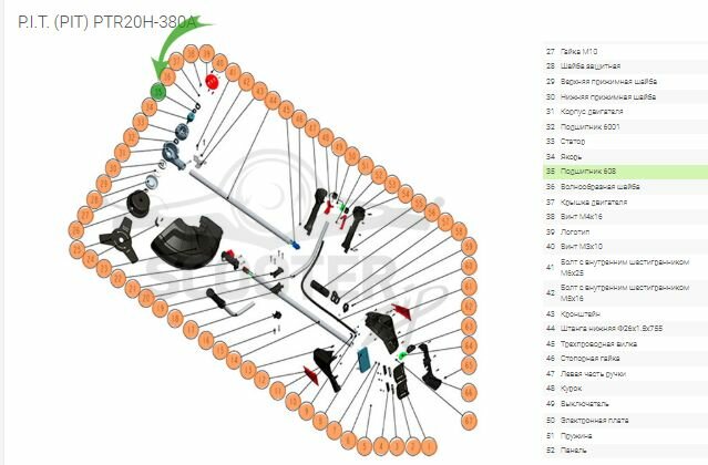 Комплект подшипников для триммера аккумуляторного P.I.T. (PIT) PTR20H-380A, 2 шт. — фото 1