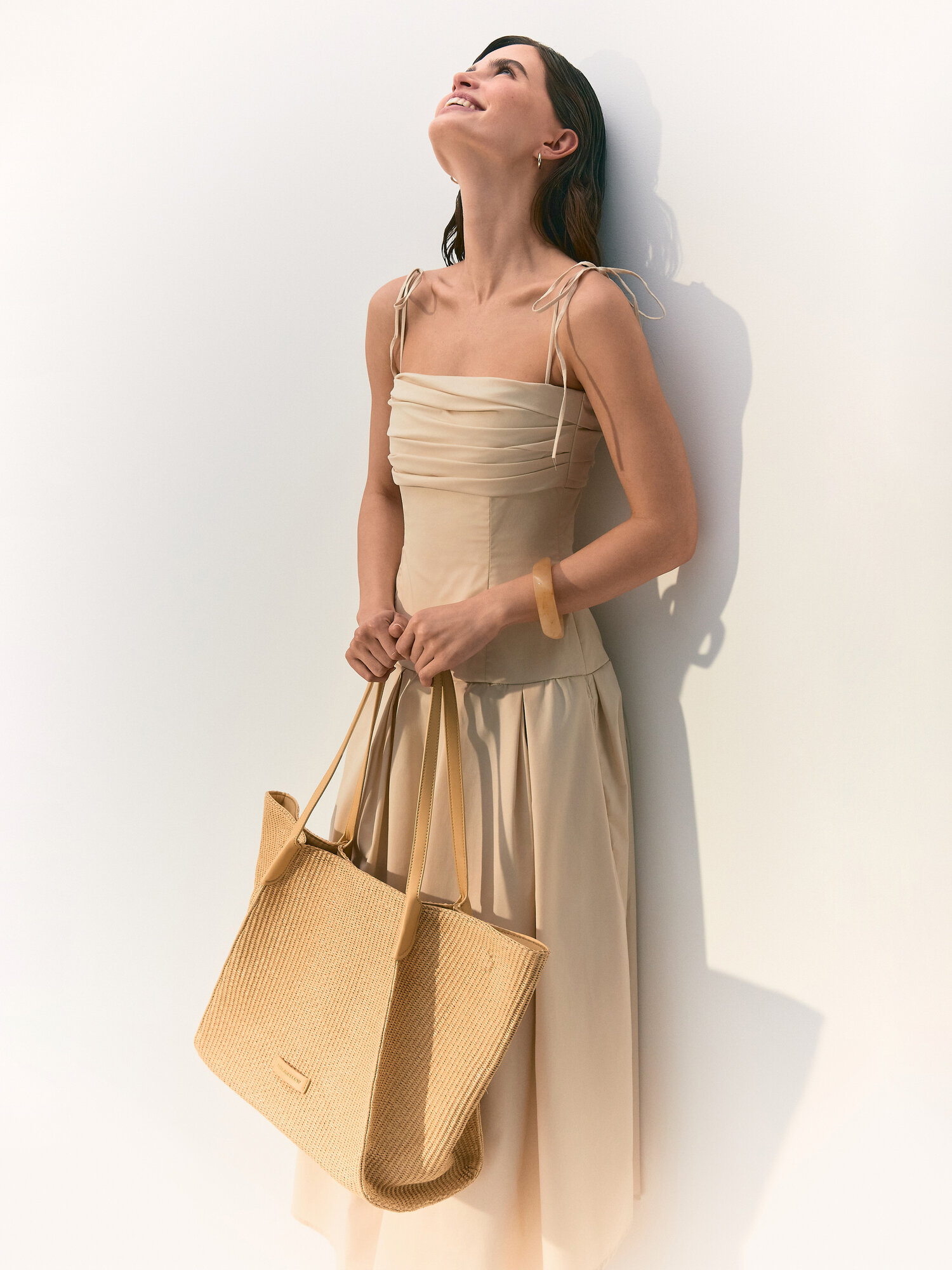 Сумка тоут nstc.moscow, фактура гладкая, рельефная, соломенный — фото 1