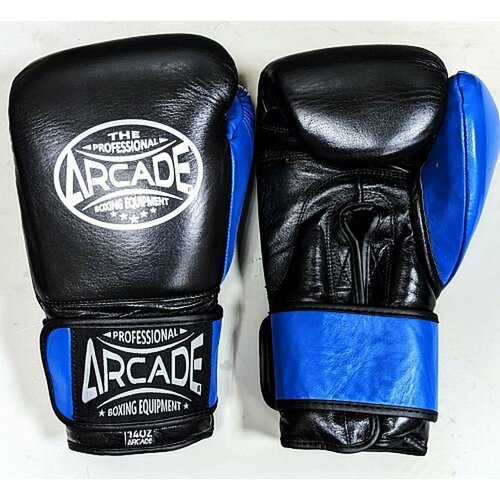 Боксерские перчатки Arcade.1, цвет черный/синий, 16 унций, на липучке