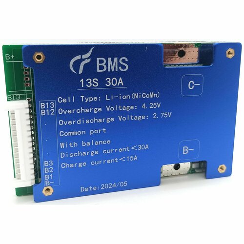Плата защиты литиевой батареи li-ion 48V BMS 13S-30A с балансиром напряжения