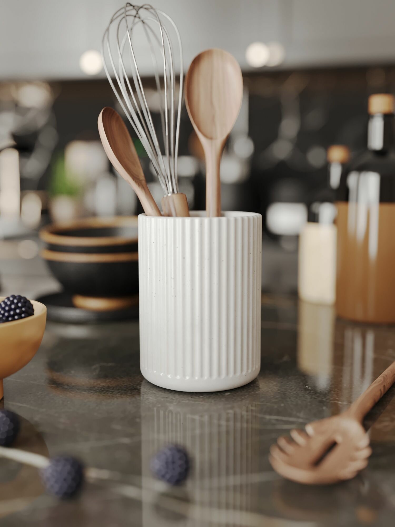 Кухонный стакан Chloe подставка для столовых приборов 10х135 см бетон белый глянцевый