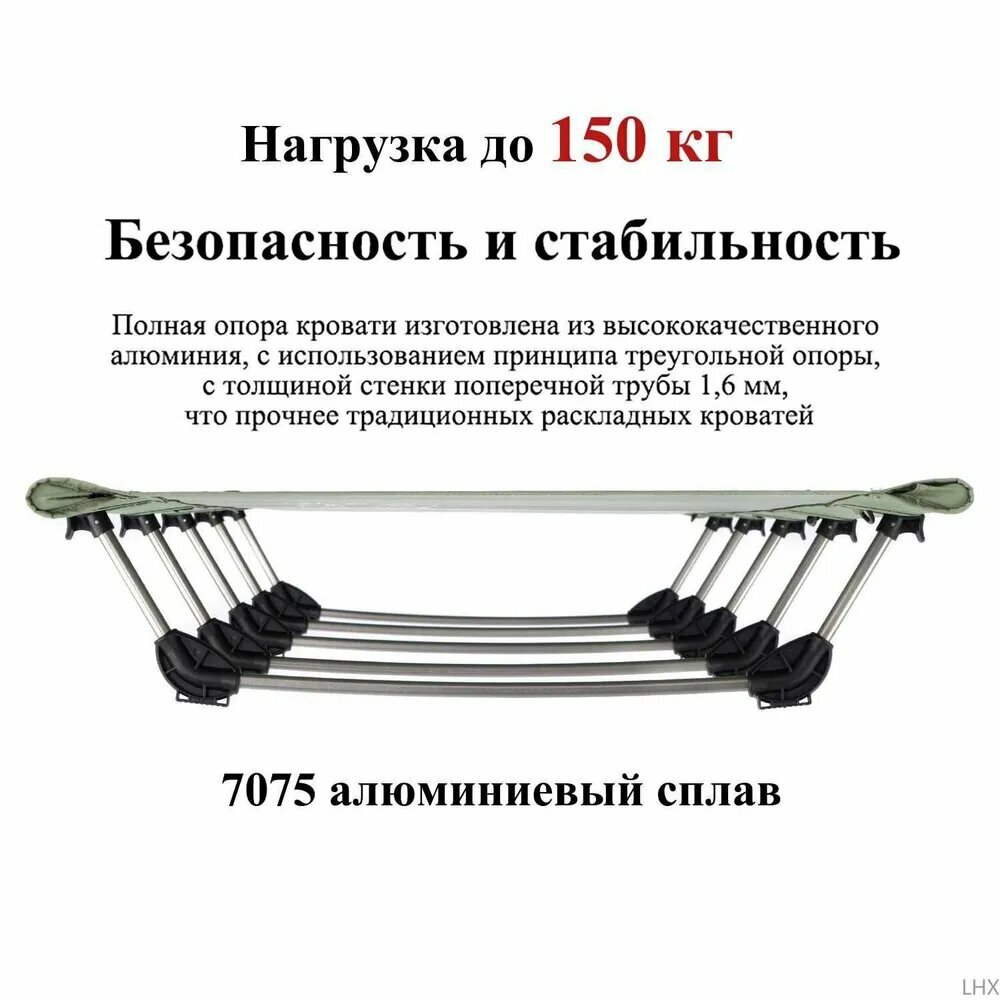 Кровати Xiaomi Туристическая кровать, раскладная, 190x65x15 см, максимальная нагрузка 150 кг