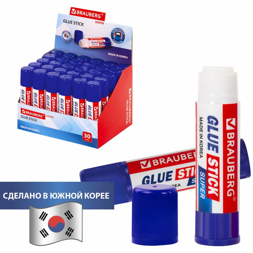 Клей-карандаш BRAUBERG SUPER 8 г южная корея 229540