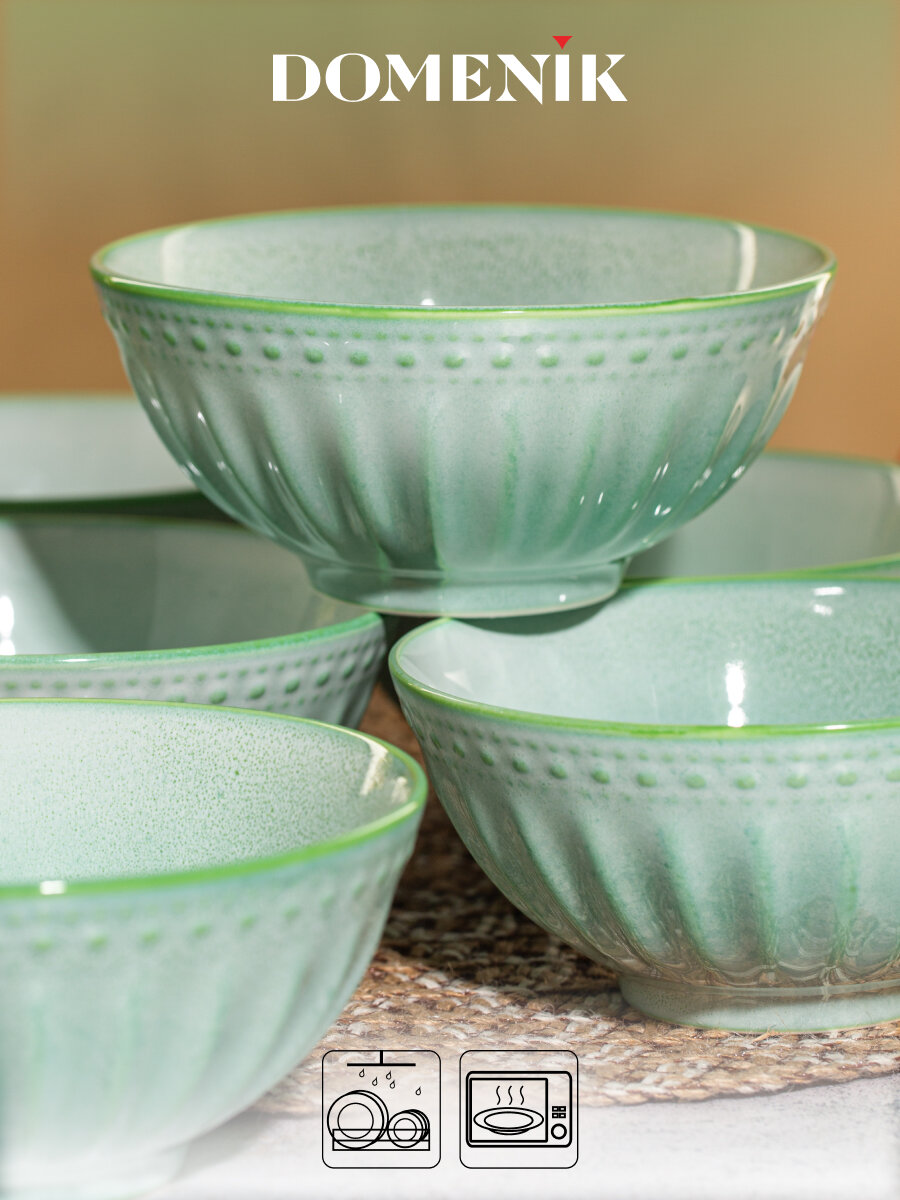 Салатник глубокий фарфоровый Domenik Madeira зеленый, 600 мл, 1 шт. — фото 1