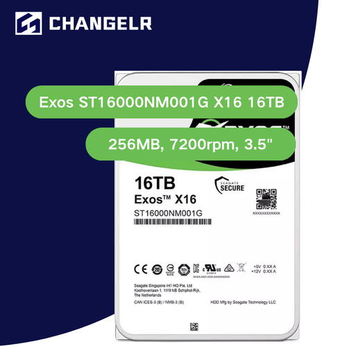 Жесткий диск Seagate 16TB Exos X16 ST16000NM001G 16TB 256MB 7200 обмин 35 30988₽