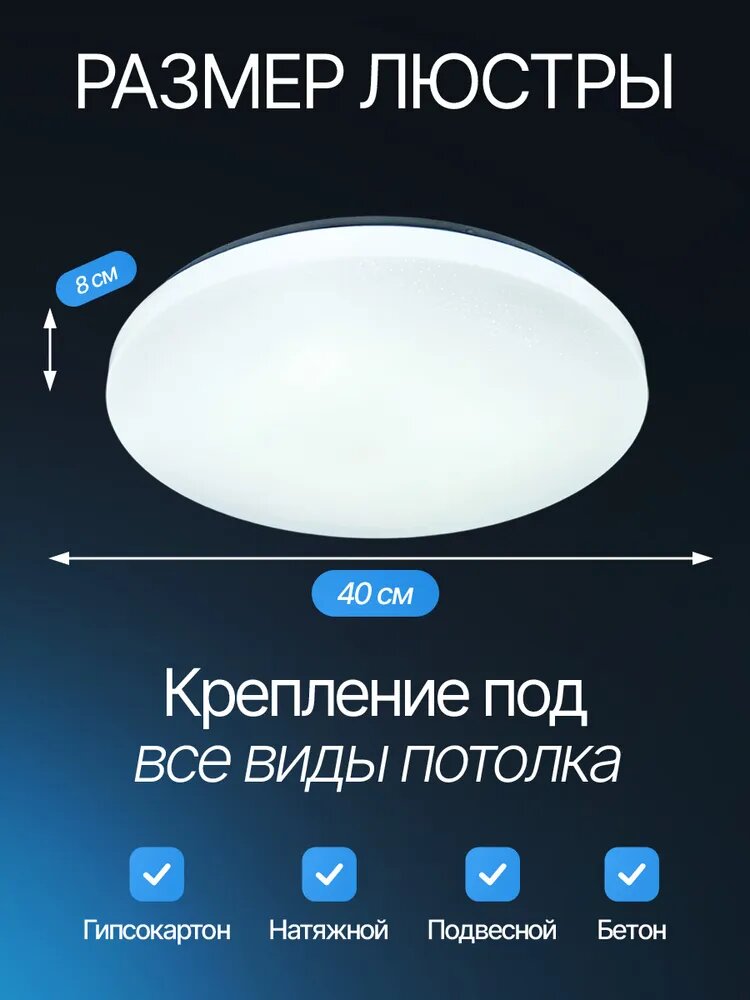 Люстра LUCIMO, потолочная, светодиодная, с пультом ДУ, 120 Вт, 50 см — фото 1