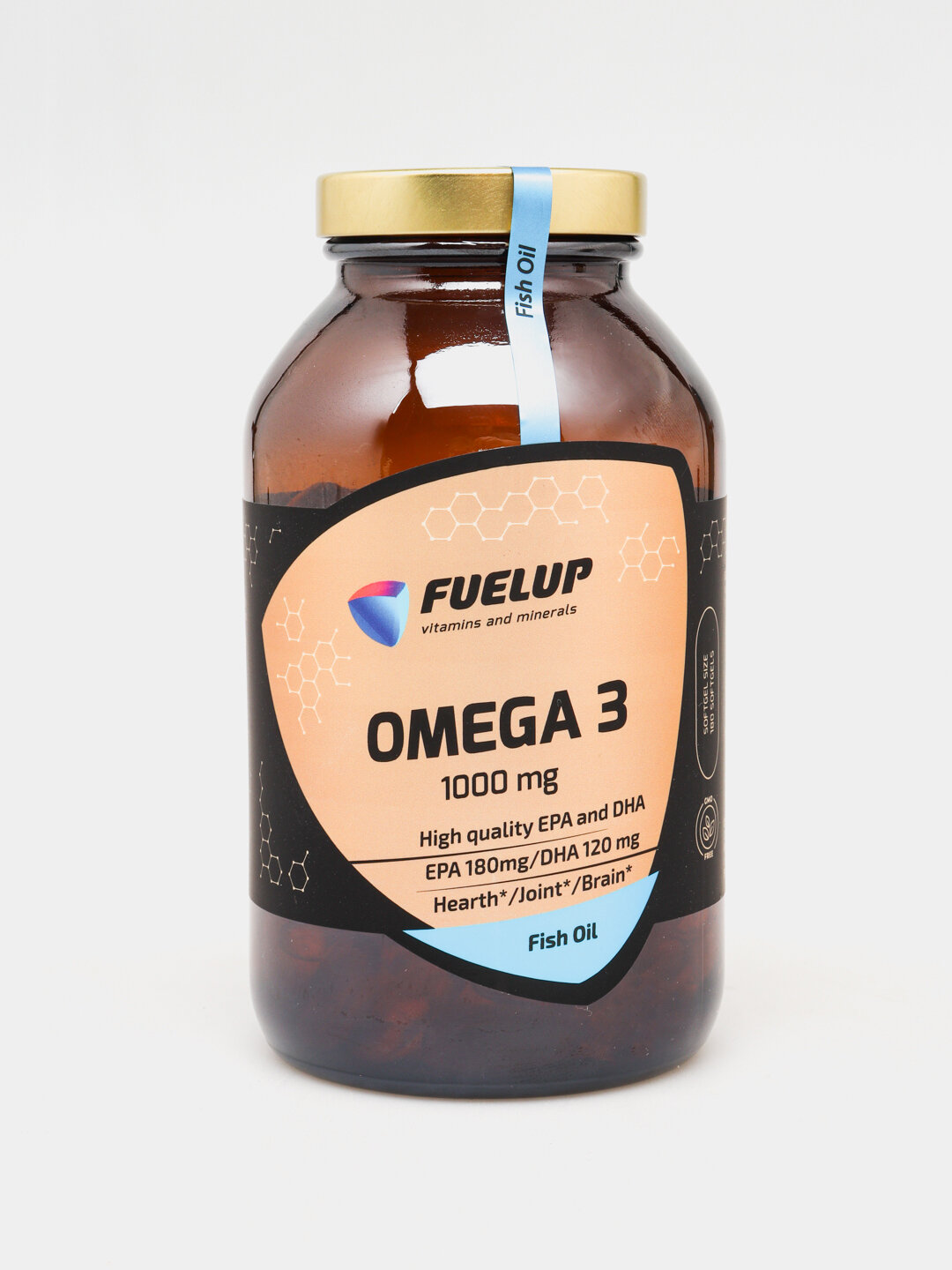Омега 3 (Omega 3) Рыбий жир 1000мг софтгель FUELUP стекляная упаковка, 180 софтгель
