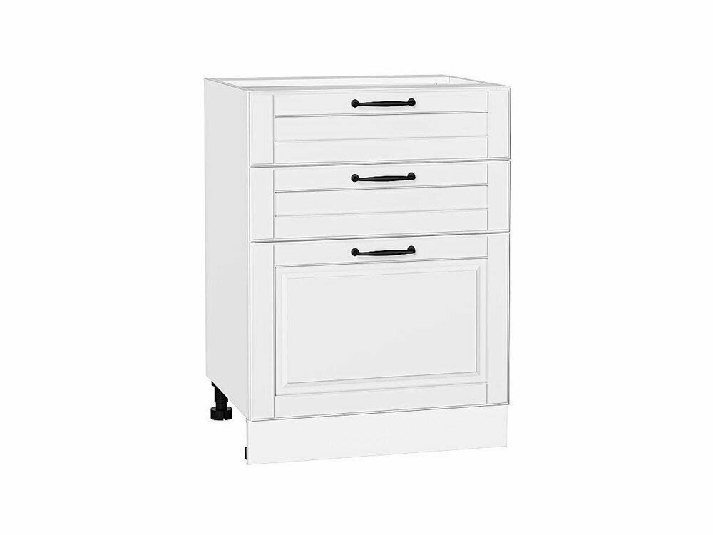 VVT Шкаф нижний с 3-мя ящиками Дублин Белый, Special White, 600 В*Ш*Г 816*600*478, фасад МДФ Special White, корпус Белый Special White