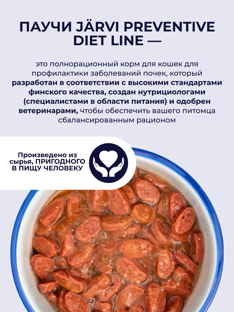 Влажный корм Jarvi Preventive diet line Renal для кошек для профилактики заболеваний почек (соус) Говядина, 85 г х 24 шт. — фото 1