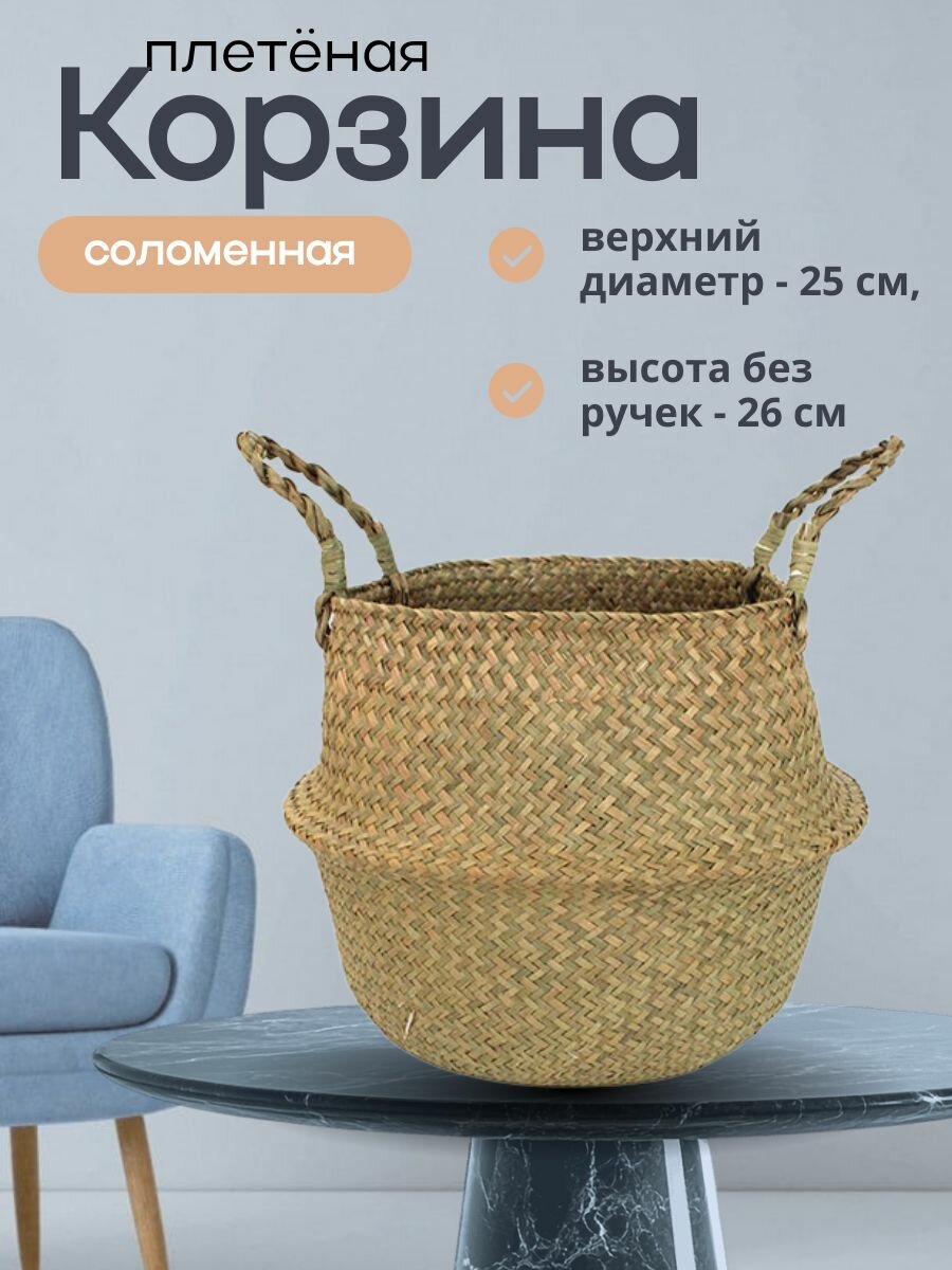 Корзина плетёная соломенная d-32